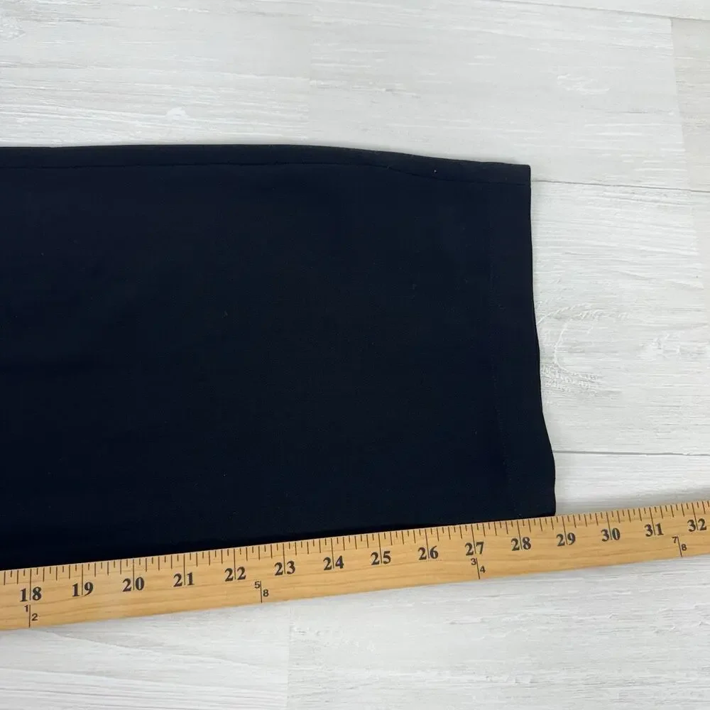 Eileen Fisher 100% Silk‎ Crepe Wide Leg Pants Large Petite Black Pull On Flowy